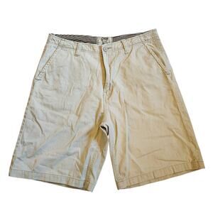 Chor Mens Chino Shorts Size 34 Beige Flat Front 11 In Long Drawstring